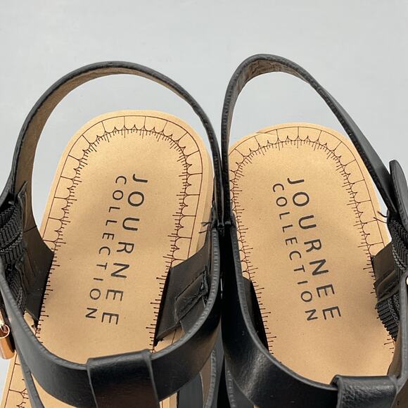 New Journee Collection Women’s Bianca Wedge Sandals Black Size 7 - Picture 6 of 11